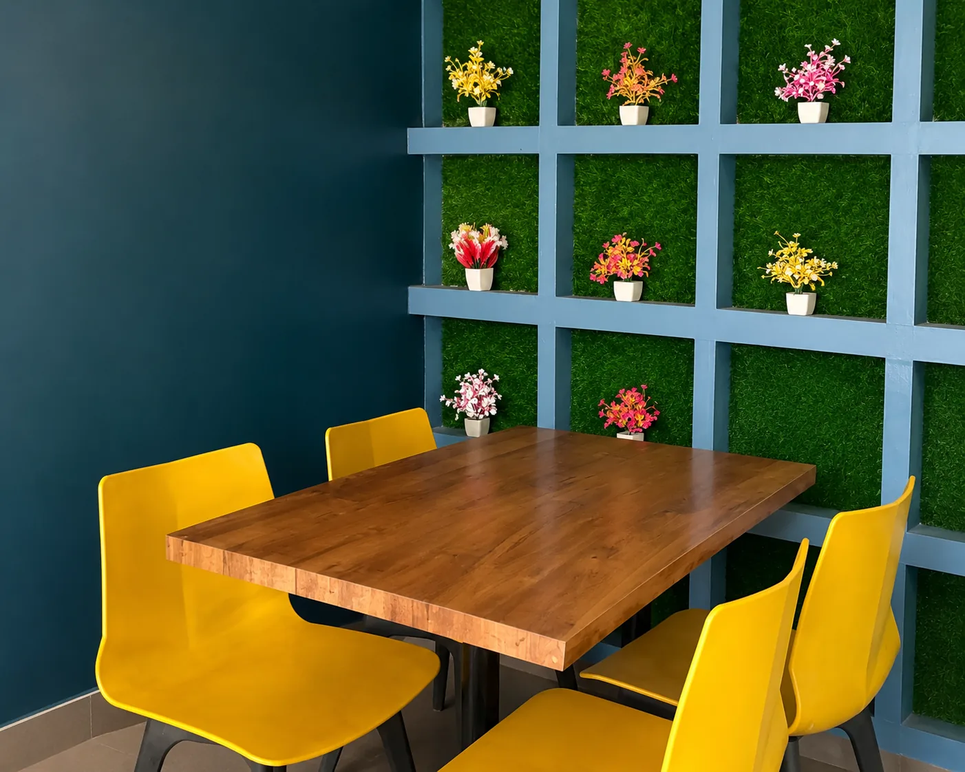 Dining tables set for meals
